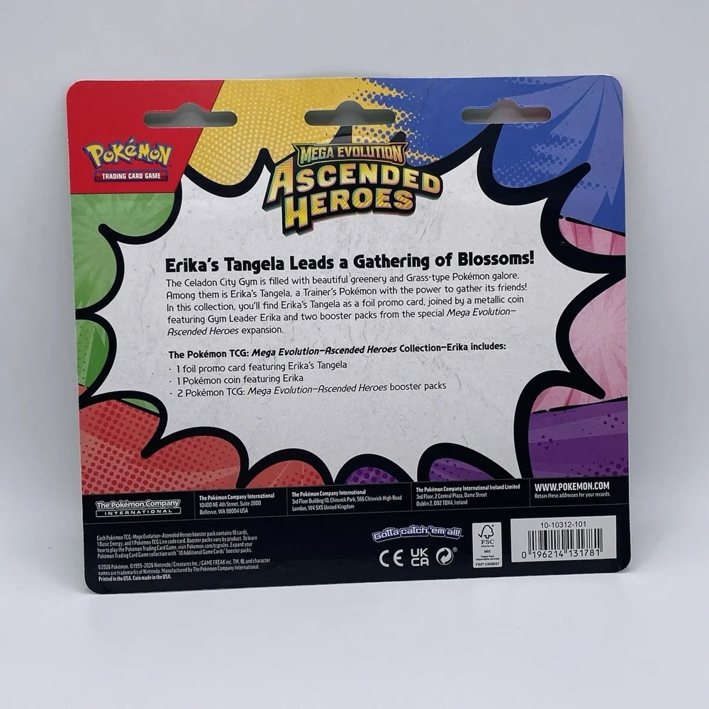 Pokemon TCG Mega Evolution Ascended Heroes 2 Pack Blister Erika Tangela Coin